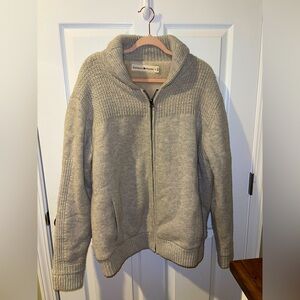 The Normal Brand Men’s XL knit jacket zip up sweater Sherpa lined oatmeal